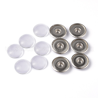Snap Button Making Brass Snap Buttons with Clear Glass Cabochons UK-BUTT-MSMC002-08-1