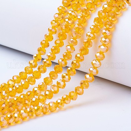Electroplate Glass Beads Strands UK-EGLA-A034-T6mm-B01-1