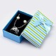 Bi-Color Rectangle with Stripe Pattern Cardboard Jewelry Set Boxes UK-CBOX-M001-45-K-3