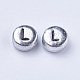 Silver Color Plated Acrylic Horizontal Hole Letter Beads UK-PB43C9070-L-2