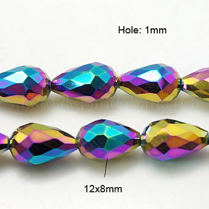 Electroplate Glass Beads Strands UK-EGLA-D017-12x8mm-4-K-1