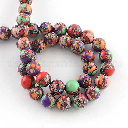 Synthetical Turquoise Beads Strands UK-TURQ-S027-8MM-2-K-1