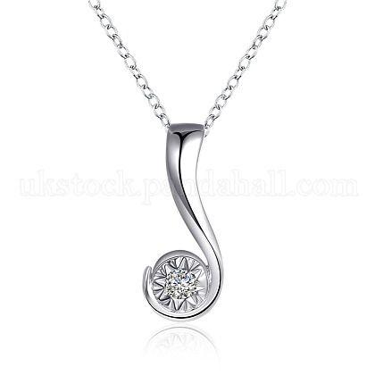 Silver Plated Brass Cubic Zirconia Pendant Necklaces UK-NJEW-BB16161-1