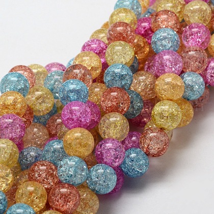Crackle Glass Round Beads Strands UK-CCG-E001-4mm-02-K-1