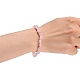 Natural Rose Quartz Bead Stretch Bracelets UK-BJEW-K213-01-4