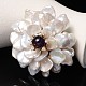 Flower Natural Pearl Brass Safety Brooches/Pendants UK-JEWB-L006-12-K-1