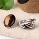 Natural Tiger Eye Oval Clip-on Earrings UK-EJEW-J091-04-1