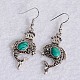 Antique Silver Plated Fashionable Retro Synthetic Turquoise Dolphin Jewelry Sets: Earrings & Bracelets & Necklace UK-SJEW-E044-02B-K-5