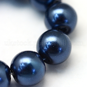 Baking Painted Pearlized Glass Pearl Round Bead Strands UK-HY-Q330-8mm-15