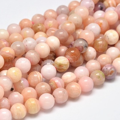 Round Natural Pink Opal Bead Strands UK-G-UK0001-17-8mm-1