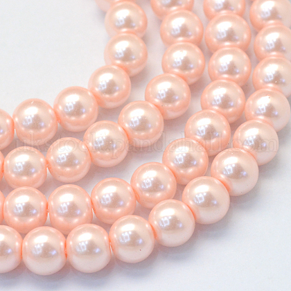 Baking Painted Pearlized Glass Pearl Round Bead Strands UK-HY-Q003-6mm-05-1