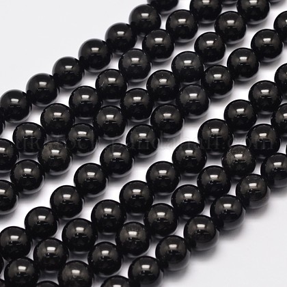 Natural Eyeless Obsidian Beads Strands UK-G-K123-06-6mm-1