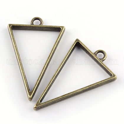 Rack Plating Alloy Triangle Open Back Bezel Pendants UK-PALLOY-S047-09F-FF-1