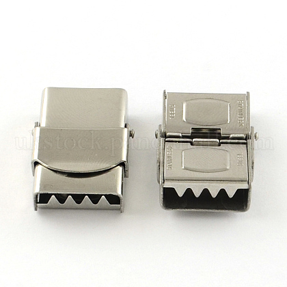 Smooth Surface 201 Stainless Steel Watch Band Clasps UK-STAS-R063-80-1