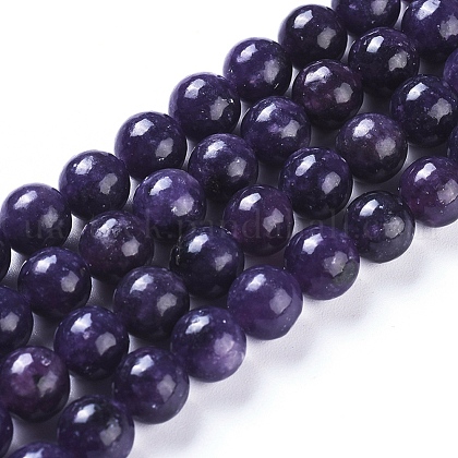 Natural Lepidolite/Purple Mica Stone Beads Strands UK-G-D0020-16-8mm-1