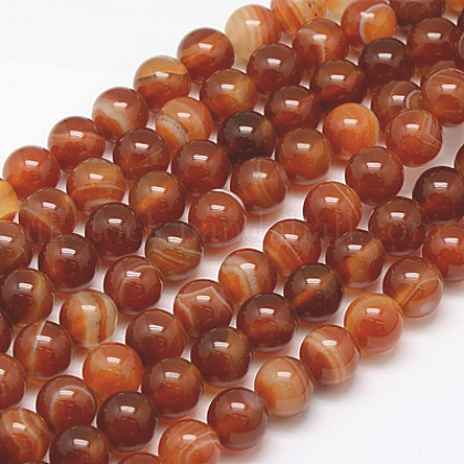 Natural Striped Agate/Banded Agate Beads Strands UK-G-G591-10mm-03-1