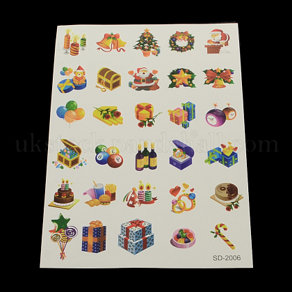 Christmas Theme Cool Body Art Removable Mixed Shapes Temporary Tattoos Metallic Paper Stickers UK-AJEW-Q105-09-K-1