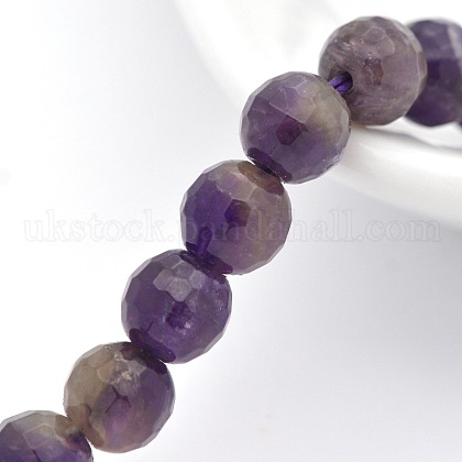 Natural Amethyst Beads Strands UK-G-P088-50-10mm-K-1