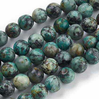 Natural African Turquoise(Jasper) Beads Strands UK-TURQ-G037-8mm-1