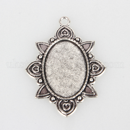 Tibetan Style Alloy Pendant Cabochon Settings&nbsp;UK-X-TIBEP-N003-33AS-1