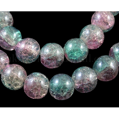 Crackle Glass Beads Strands UK-GGC12mm017Y-L-K-1