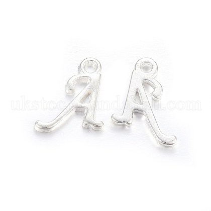 Silver Color Plated Alloy Letter Pendants UK-PALLOY-P097-04-A-1