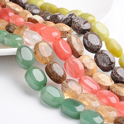 Oval Natural & Synthetic Mixed Gemstone Bead Strands UK-G-L420-12-1