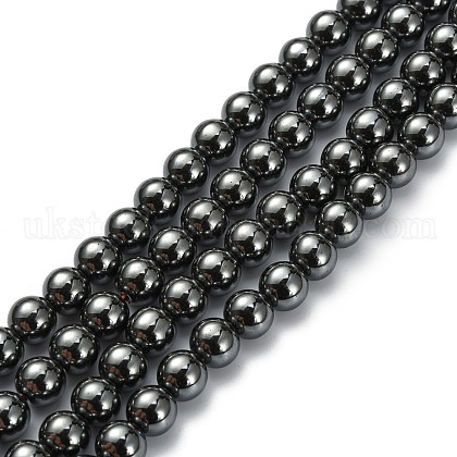 Non-Magnetic Synthetic Hematite Beads Strands UK-G-H1624-8mm-2-1
