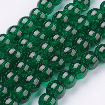 Spray Painted Crackle Glass Beads Strands UK-CCG-Q001-6mm-17-K-1