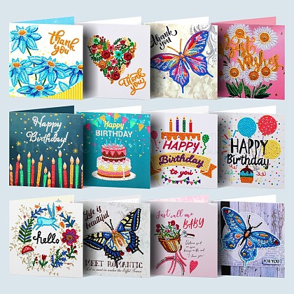 DIY Birthday Theme Diamond Painting Greeting Card Kits UK-DIAM-PW0001-178A-1
