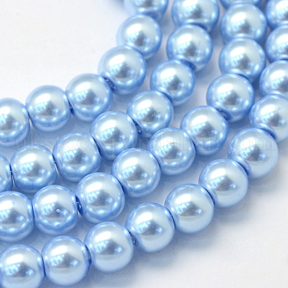 Baking Painted Pearlized Glass Pearl Round Bead Strands UK-HY-Q330-8mm-24-1