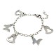 Trendy Women's 304 Stainless Steel Butterfly & Heart Charms Bracelets UK-BJEW-N220-13P-1
