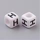6MM White Letter Acrylic Cube Beads UK-X-PL37C9308-H-2