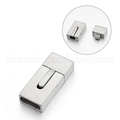 Smooth Surface 304 Stainless Steel Rectangle Bayonet Clasps UK-STAS-E089-62A-K-1
