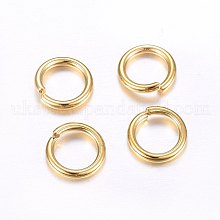 304 Stainless Steel Open Jump Rings, Round, Real 24K Gold Plated, 15 Gauge, 9x1.5mm, Inner Diameter: 6mm