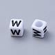 Letter W White Letter Acrylic Cube Beads UK-X-PL37C9308-W-3