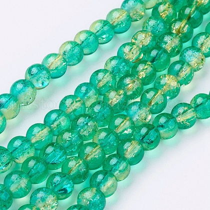 Spray Painted Crackle Glass Beads Strands UK-CCG-Q002-6mm-07-1