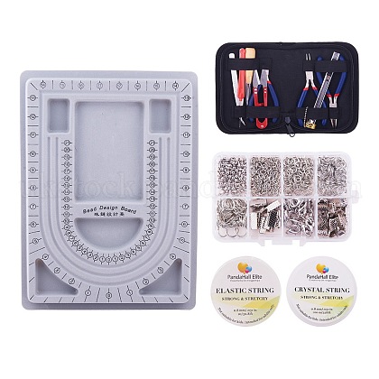 Jewelry Making Starter Kit Complete Bead Design Board Beading Wire DIY Jewelry Tool Pliers Kit Mix Lot Pack UK-TOOL-PH0005-01-1