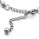 Unisex 304 Stainless Steel Ball Chain Flat Round Charm Bracelets UK-BJEW-L482-34P-K-3