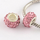 Polymer Clay Rhinestone European Large Hole Beads with Silver Color Plated Brass Cores UK-FPDL-R002-14-1