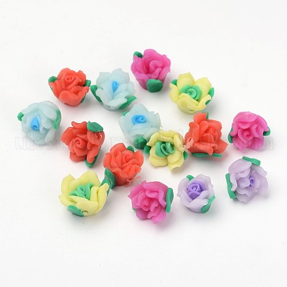 Handmade Polymer Clay 3D Flower Beads UK-CLAY-Q201-M02-K-1