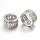Hollow Brass Micro Pave Clear Cubic Zirconia Beads UK-ZIRC-L037-44P-FF-K-1