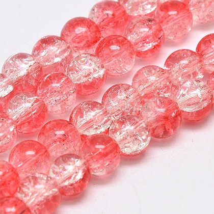 Two Tone Crackle Glass Round Bead Strands UK-GLAA-F034-10mm-06-1