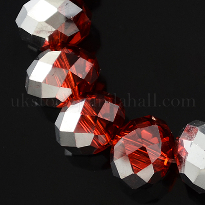 1Strand Electroplate Glass Beads Strands UK-X-GR6MMY-18S-1