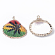 Electroplate Printed Natural Scallop Shell Pendants UK-SSHEL-R047-04-A02-3