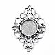 Antique Silver Tibetan Style Alloy Filigree Rhombus Cabochon Connector Settings UK-TIBE-M022-08AS-2
