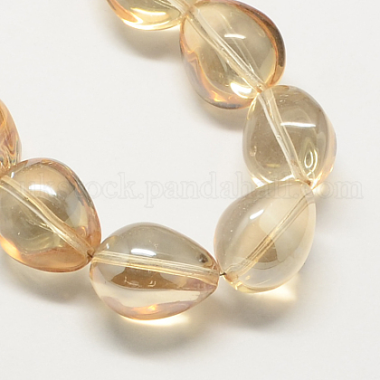 Electroplate Transparent Glass Beads Strands UK-EGLA-Q045-13x18mm-09-K-1