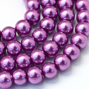 Baking Painted Pearlized Glass Pearl Round Bead Strands UK-HY-Q003-4mm-16