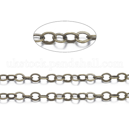Brass Flat Oval Cable Chains UK-X-CHC025Y-AB-1