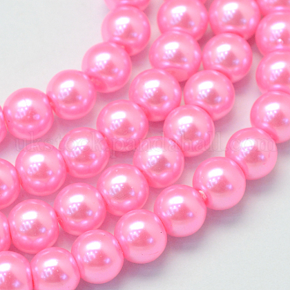 Baking Painted Pearlized Glass Pearl Round Bead Strands UK-HY-Q330-8mm-68-1